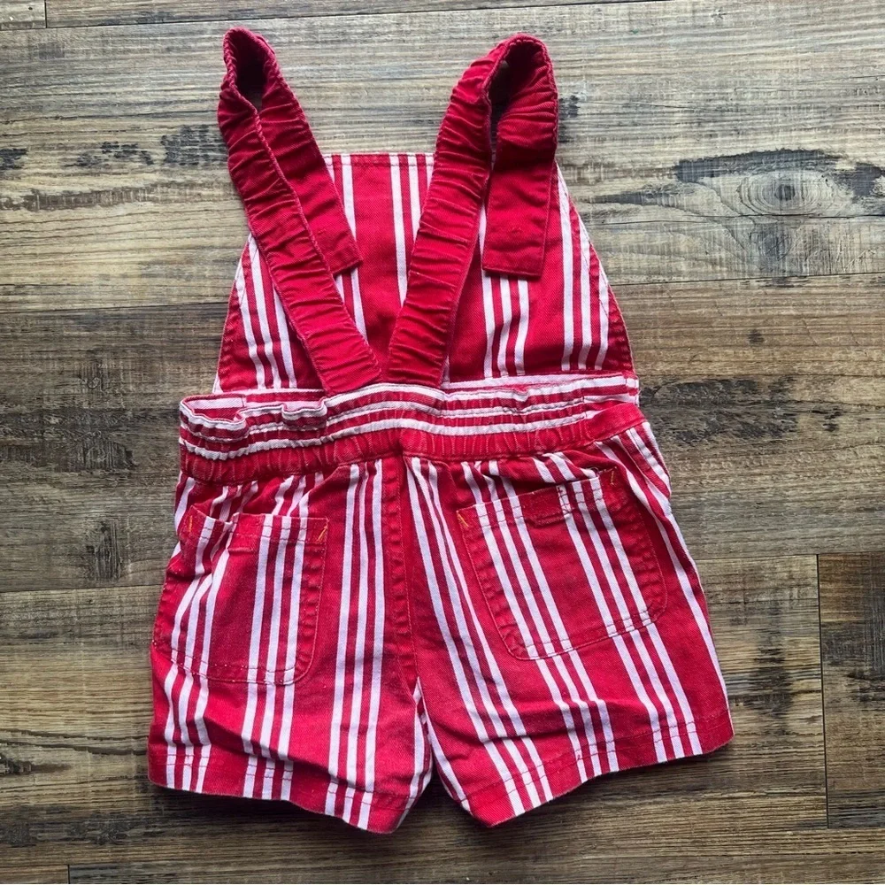 Vintage Body Gear Toddler Red & White Striped Overalls Shortalls Size 2T